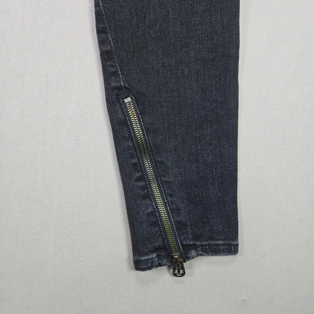True Religion Halle Mid Rise Super Skinny‎ Jeans Black Wash Zipper Ankle Size 28 - Picture 5 of 15